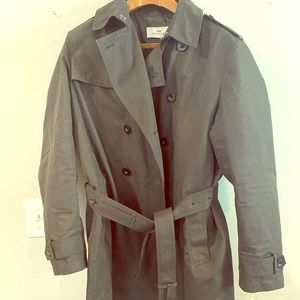 Auth. COACH Men’s Black Trench-coat with belt